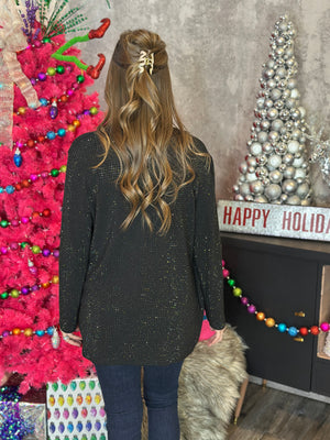 Black All Over Glitz Cardigan (Small - 3X)