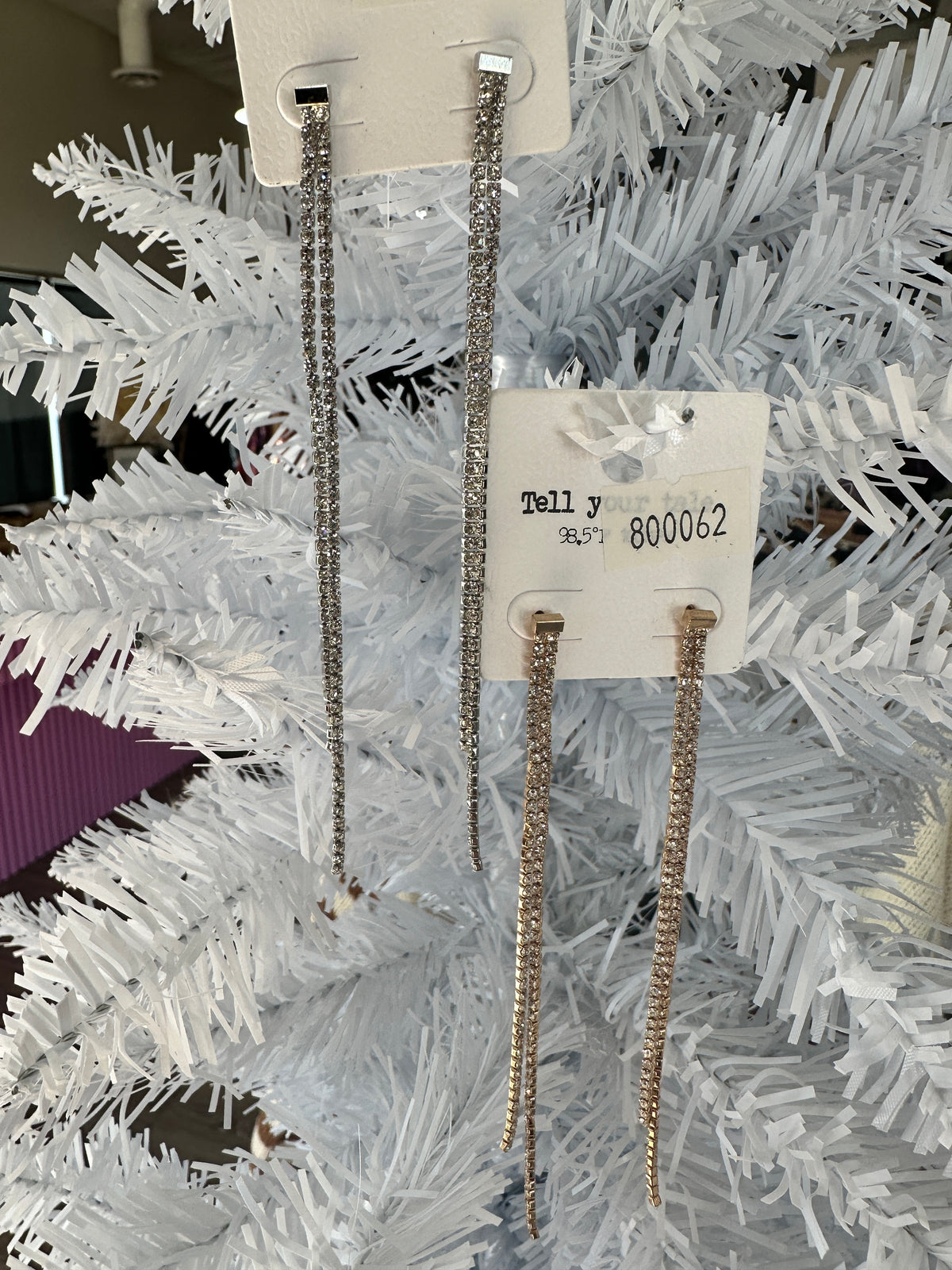 2 Strand Dainty Rhinestone Earring - 2 Colors