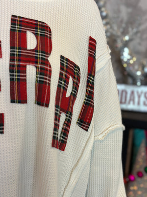 Merry Waffle Top - White - FINAL SALE