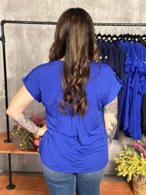 The Wrinkle Free Short Sleeve Lizzie Top - Blue (Small - 3X)