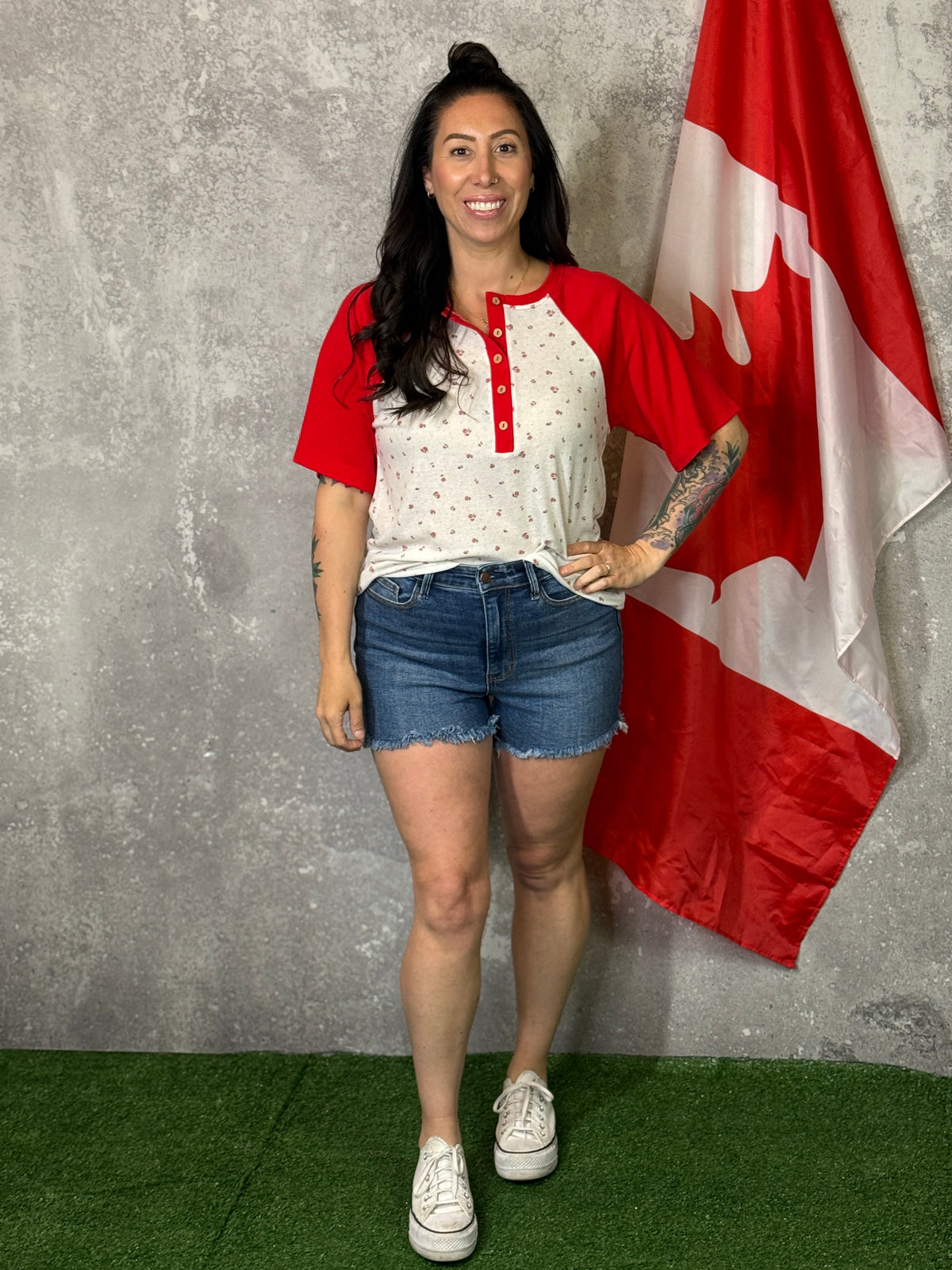 Red Sleeve Raglan Top - (Small - 3X)