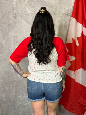 Red Sleeve Raglan Top - (Small - 3X)