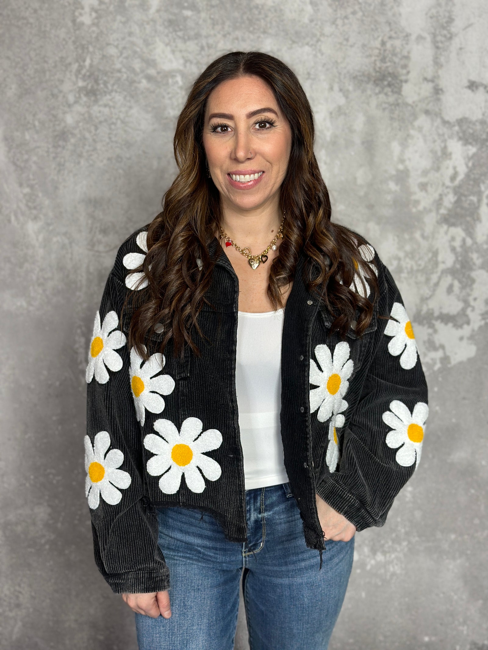 Daisy Corduroy Jacket - Black - FINAL SALE