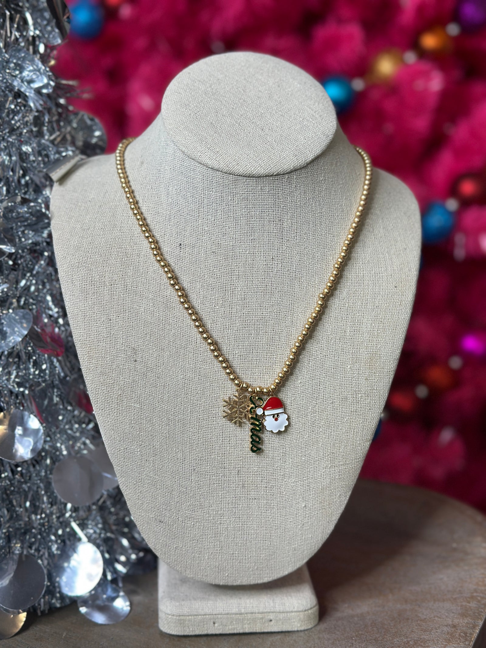 DOORCRASHER  -  3 Charm Xmas Necklace - FINAL SALE