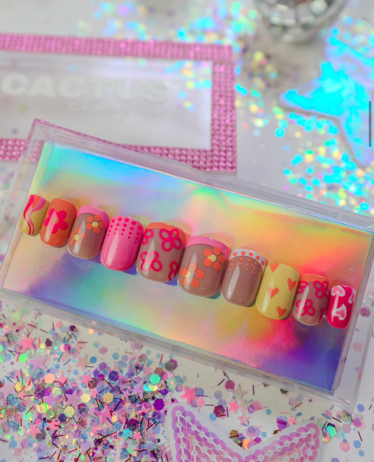 Glue On Nails - Flower Power