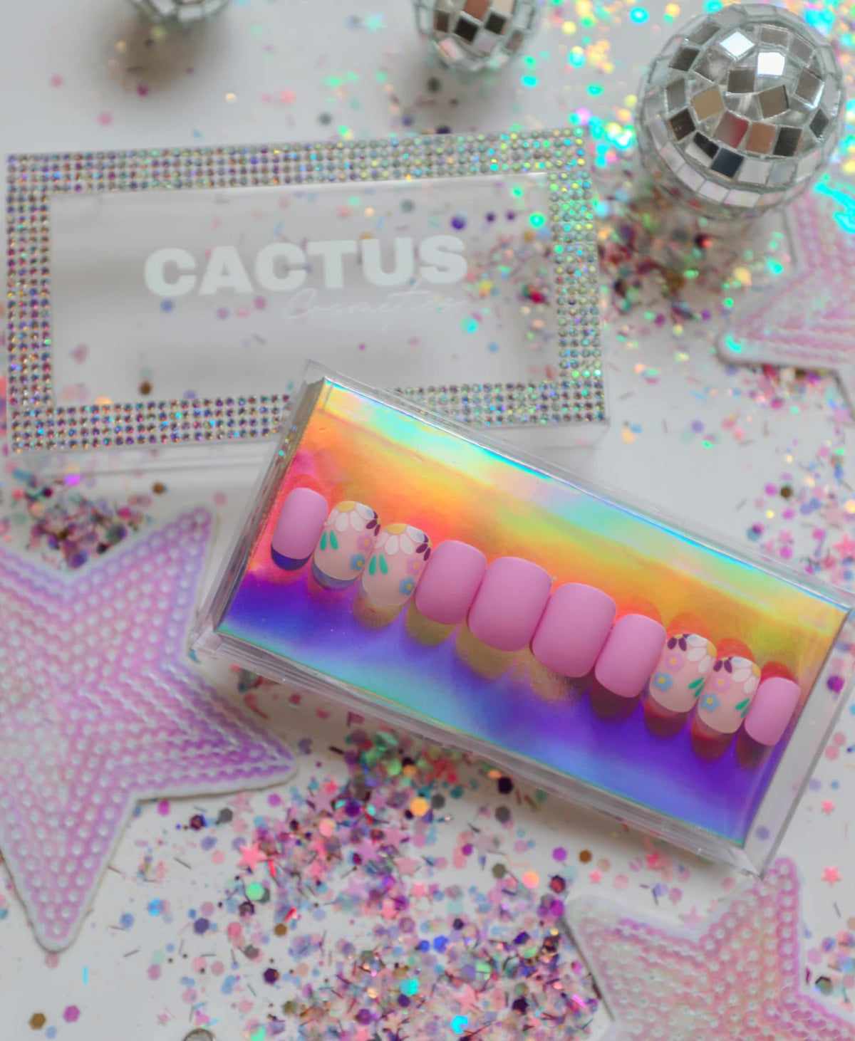 Glue On Nails - Purple Floral