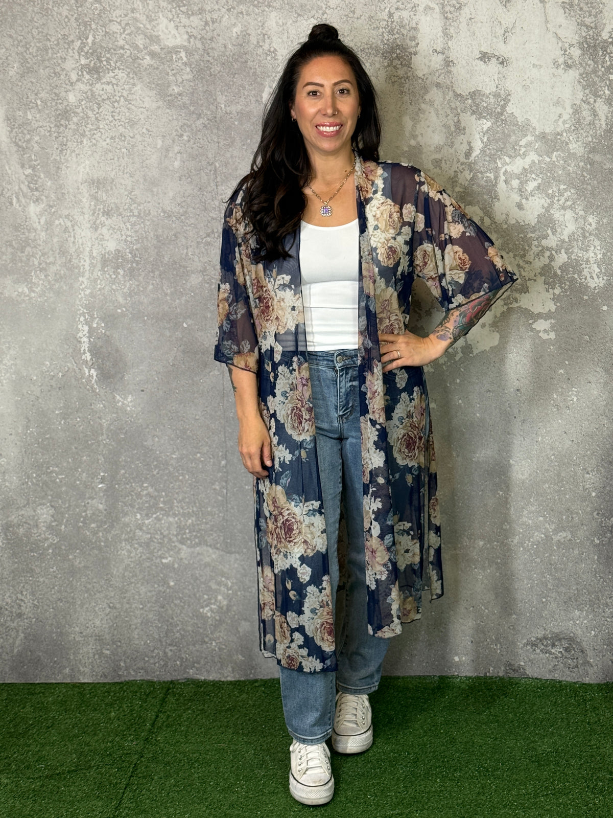 Fresh Spring Florals Duster - Navy RESTOCK