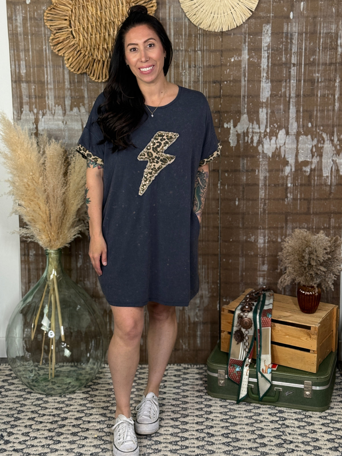 Leopard Lightening Tshirt Dress (Small - 3X)