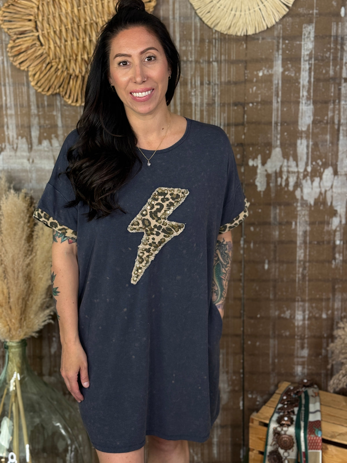 Leopard Lightening Tshirt Dress (Small - 3X)