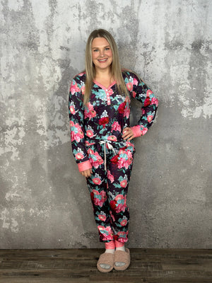 Buttery Shirley Lounge Set - Pink Bloom (Small - 3X) *NEW