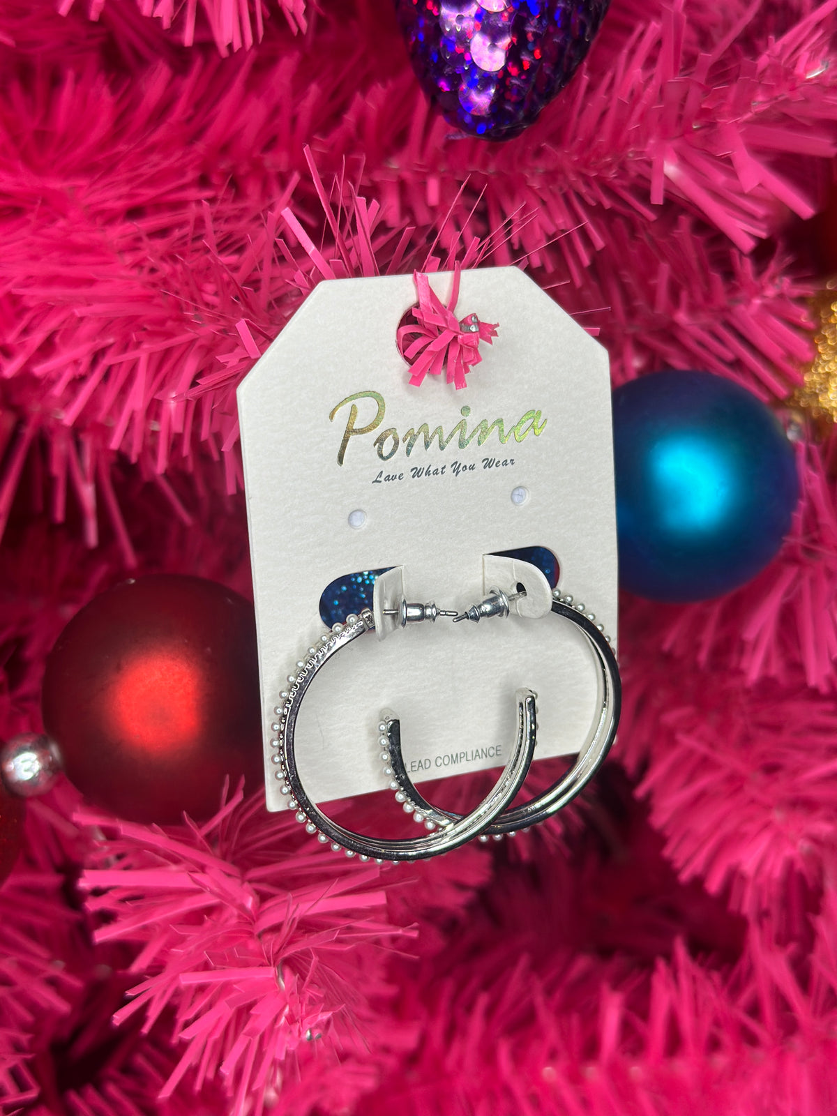 Silver Micro Pearl Hoop Earring