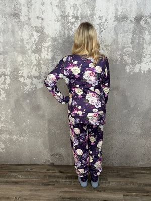 Buttery Shirley Lounge Set - Purple Flora (Small - 3X) *NEW