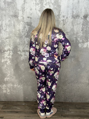 Buttery Shirley Lounge Set - Purple Flora (Small - 3X) *NEW