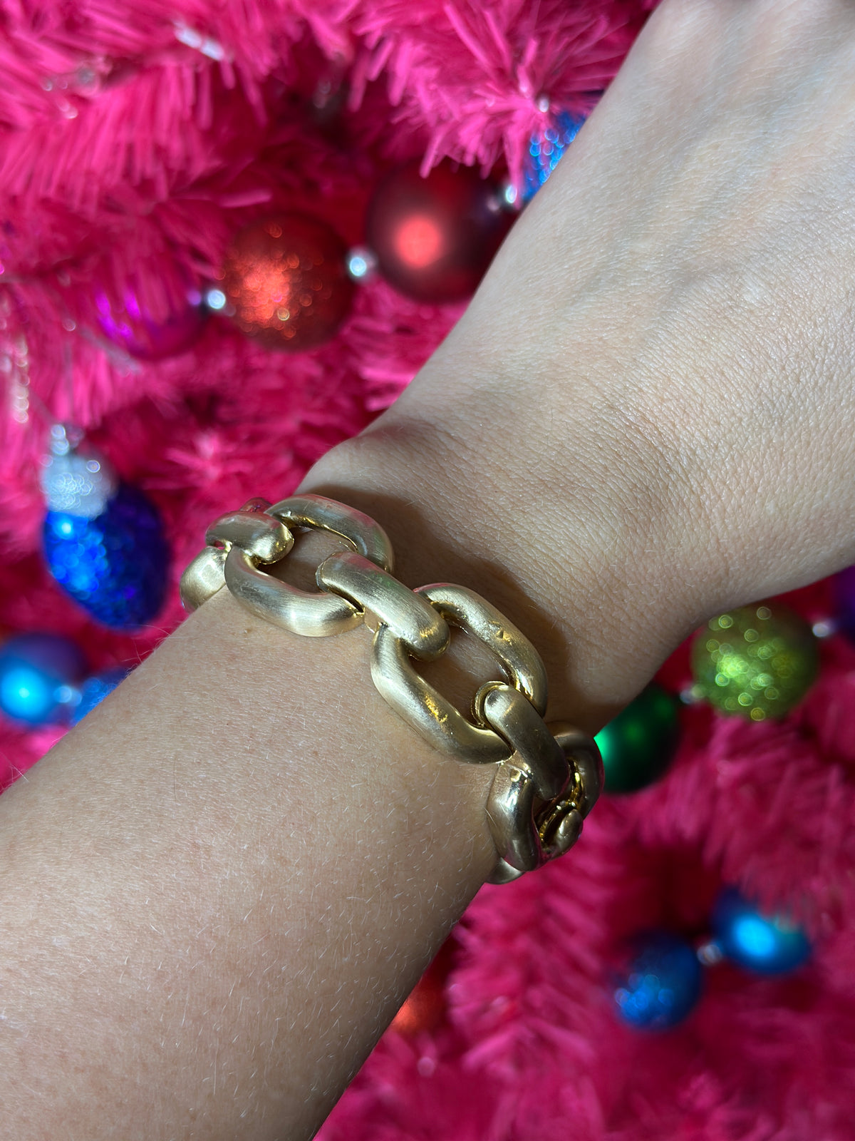 Matt Gold Stretch Link Bracelet