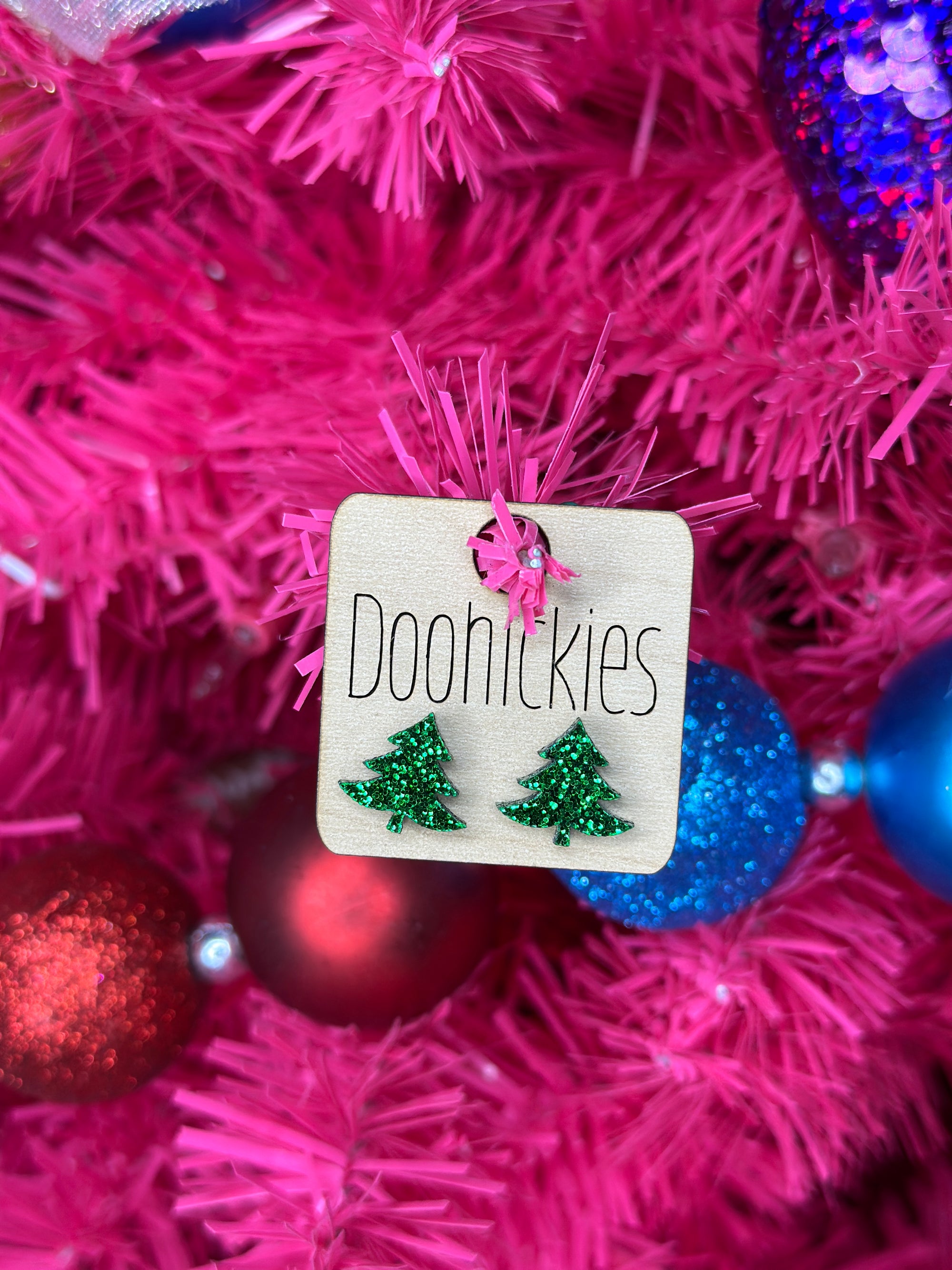 Green Resin Tree Earring