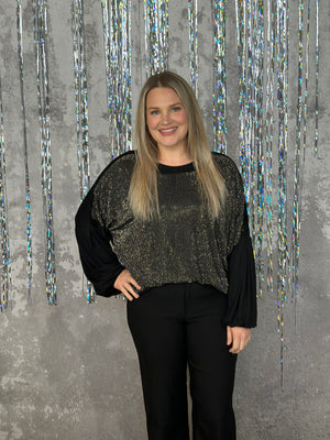 Glitter Long Sleeve  - Black (Small - 3X)