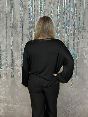 Glitter Long Sleeve  - Black (Small - 3X)