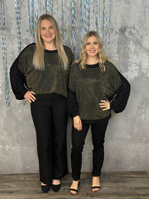 Glitter Long Sleeve  - Black (Small - 3X)