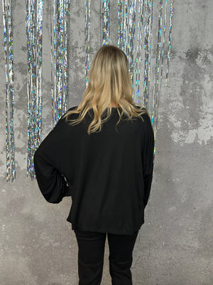 Glitter Long Sleeve  - Black (Small - 3X)