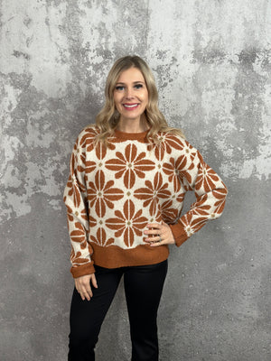 Rust Floral Sweater