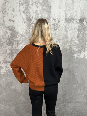 Black/Rust Colorblock Sweater