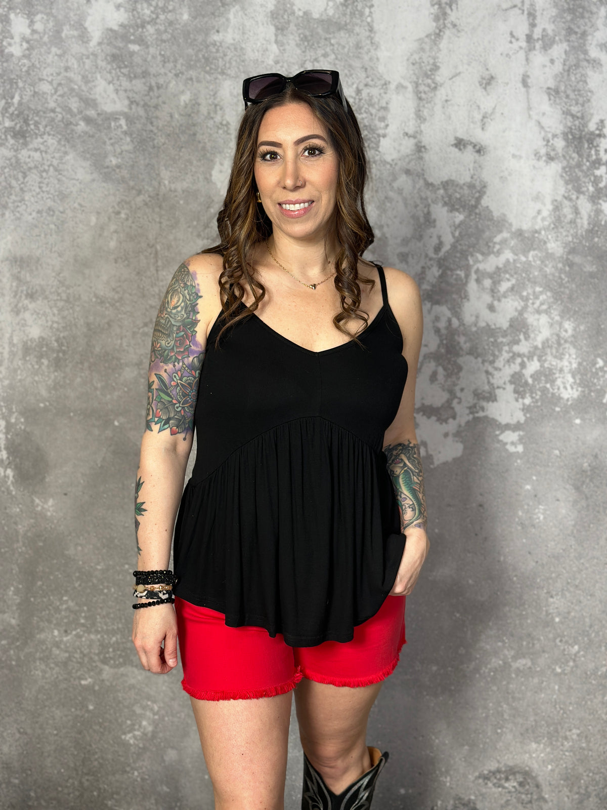 Piper Babydoll Tank - Black - (Small - 2X) - FINAL SALE