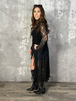 Lace Ruffle Duster with all over sparkle studs (Small - 2X)