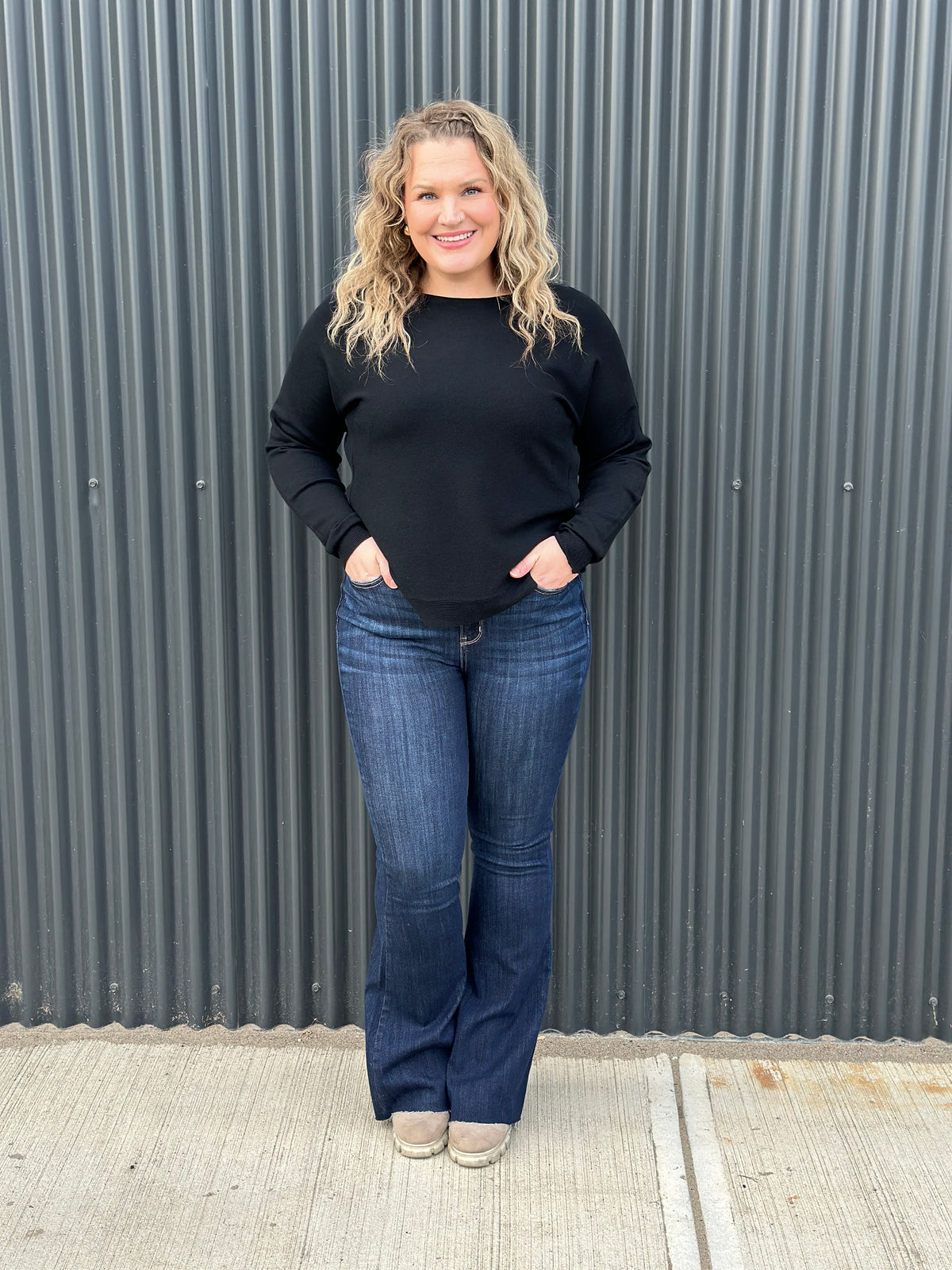 Judy Blue Dark Wash, Raw Hem,  Flare Jean (sizes 0/24-24W) - FINAL SALE