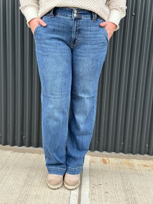 Judy Blue Double Button Wide Leg Jean (sizes 0/24-24W) - BESTSELLER