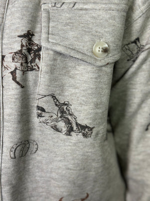 Western Print Fleece Lined Shacket (Small - 3X)