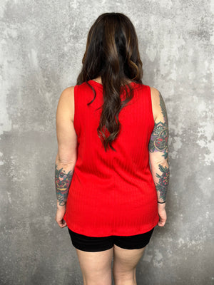 Vneck Pocket Tank - Red (Small - 3X)