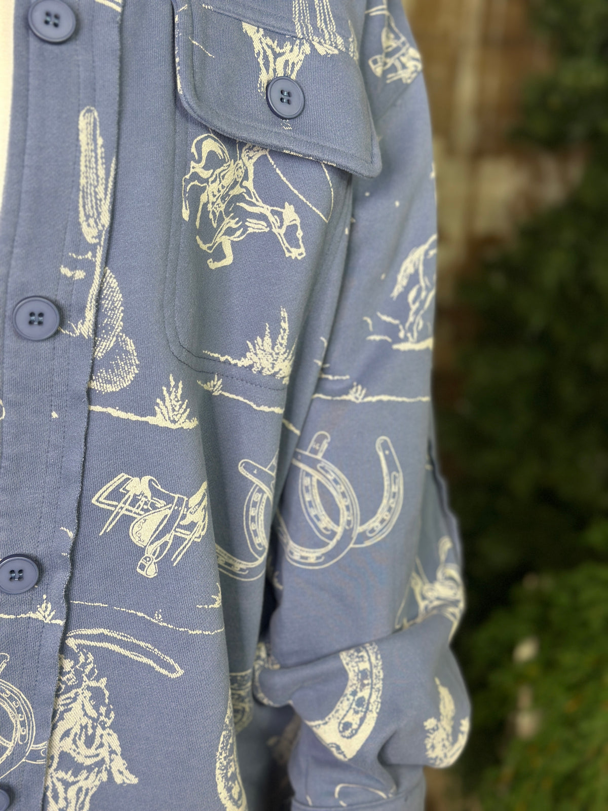 Denim Blue Rowdy Fleece Lined Shacket