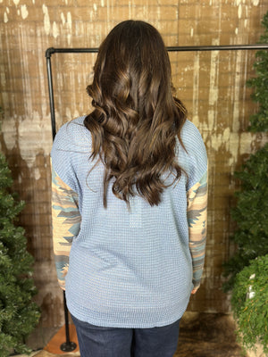 Blue Thermal Aztec Top