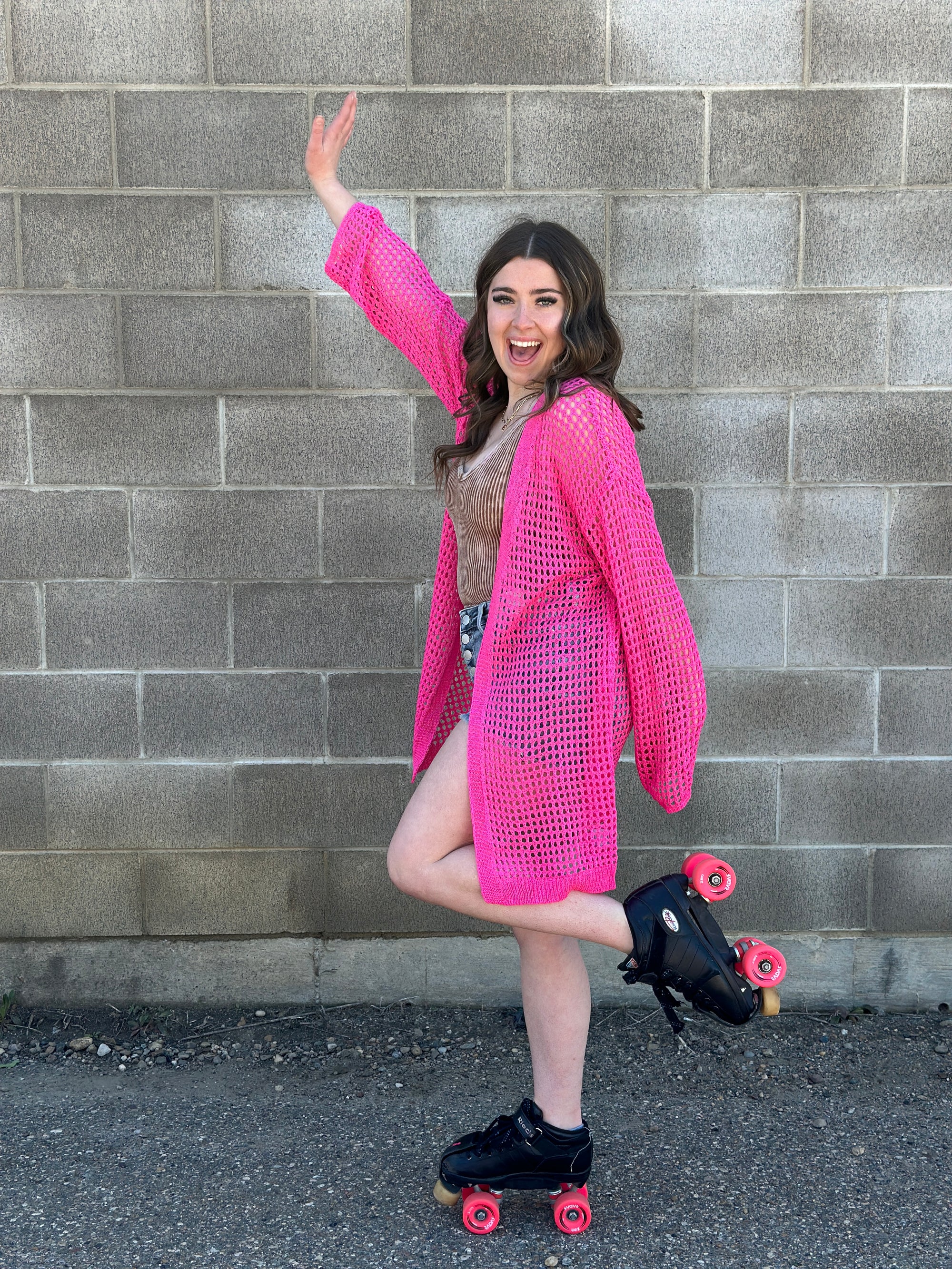 Pink Crochet Cardigan (Small - 2X)