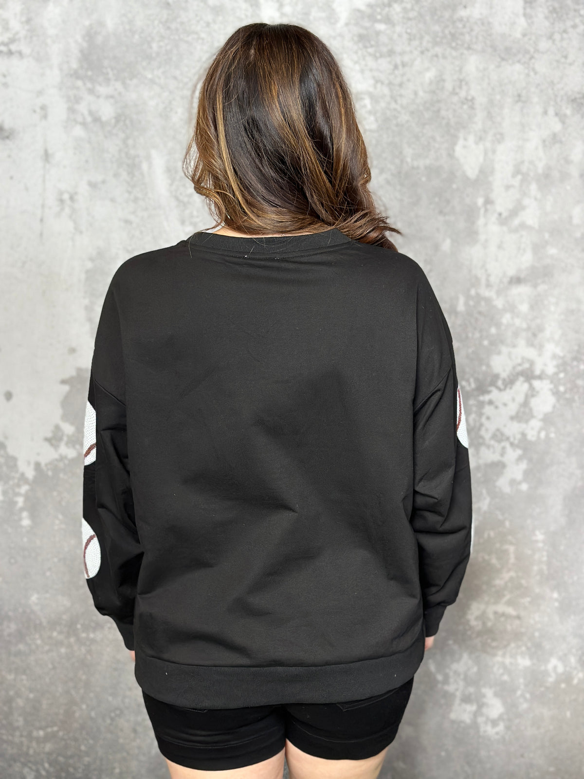 Sequin Baseball Sweatshirt - Black