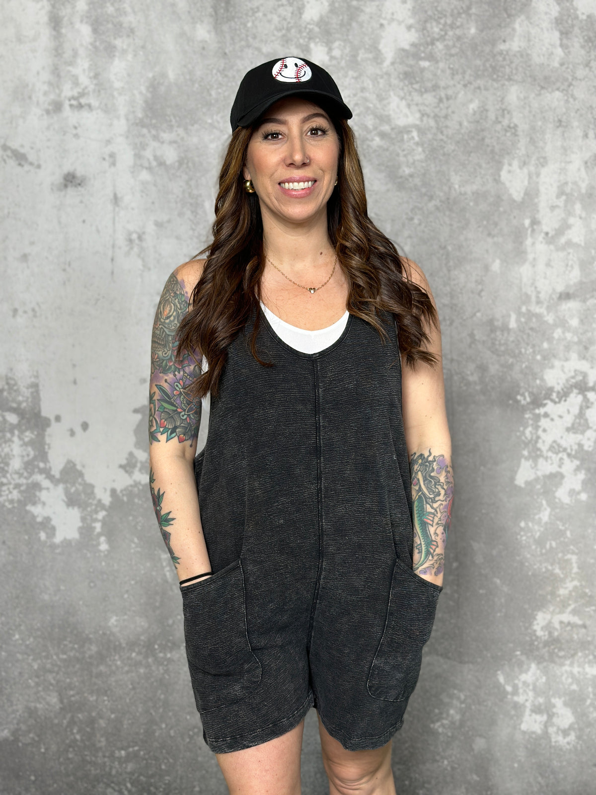 Hooded Lounge Romper - Vintage Black (Small - 1X) - FINAL SALE