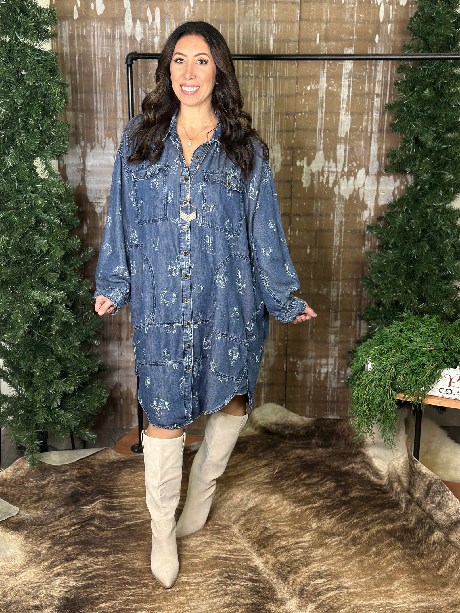 Wild and Western Oversized Chambray Dress