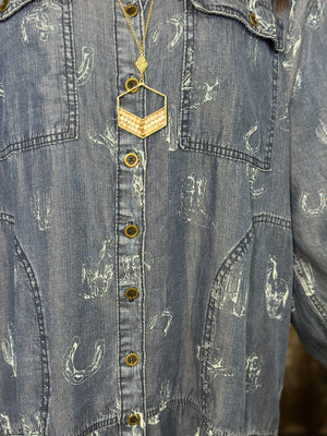 Wild and Western Oversized Chambray Dress