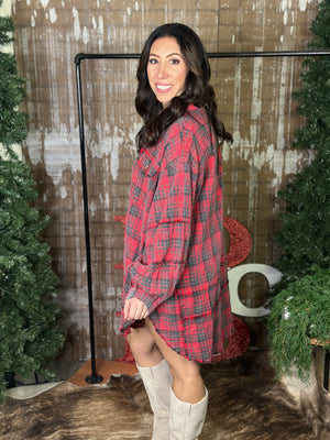 Red Plaid Tunic Top/Dress  (Small - 3X)