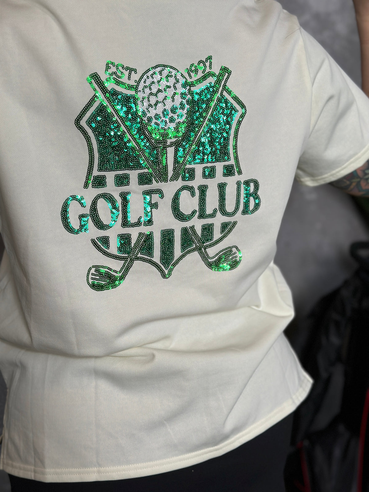 Sequin Golf Club Collared Short Sleeve Sweatshirt