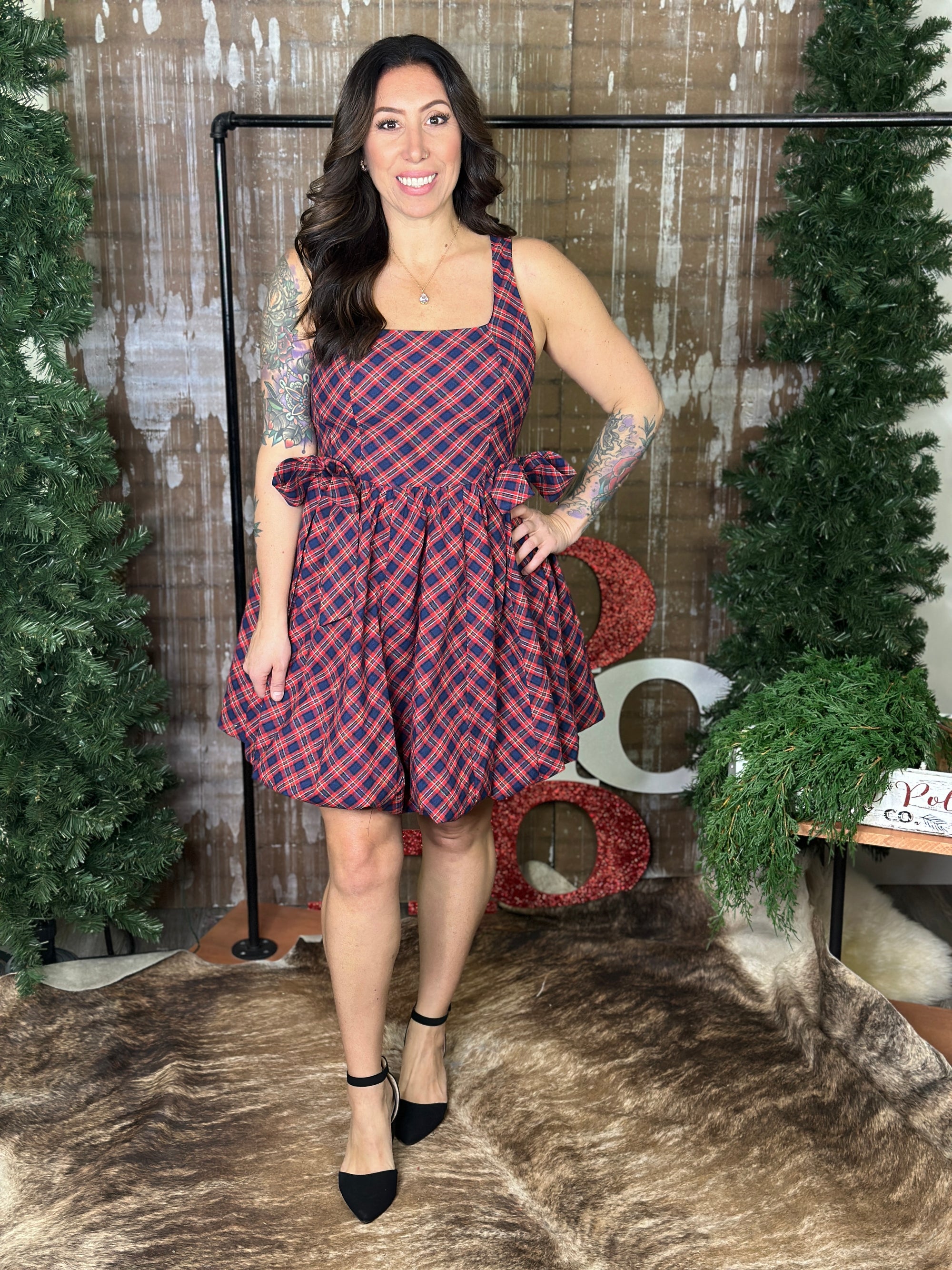 Blue/Red Plaid Dress (Small - 3X)