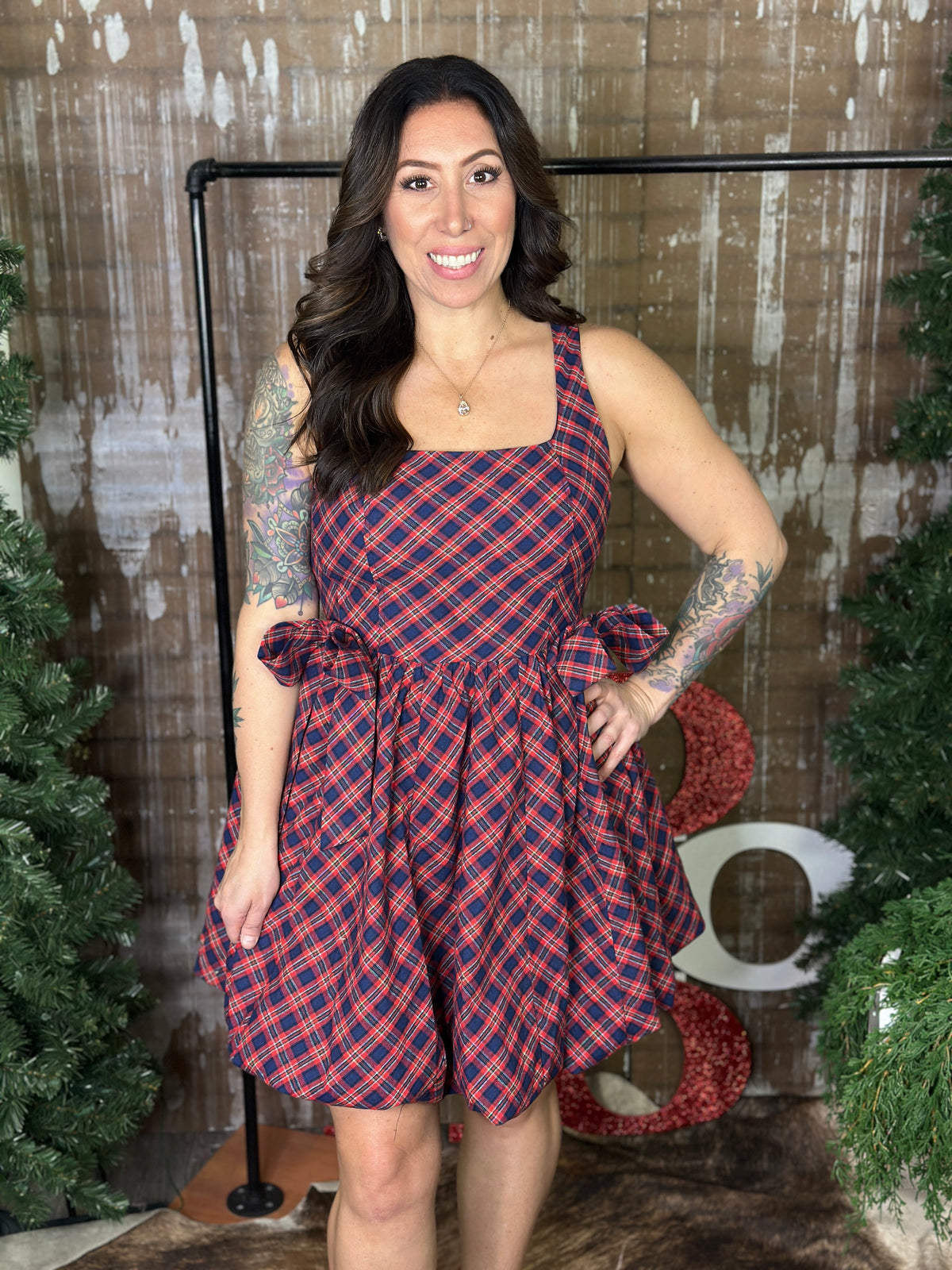 Blue/Red Plaid Dress (Small - 3X)