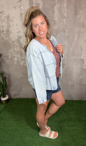 Lightweight Lightwash Denim Jacket/Top  (Curvy Only)