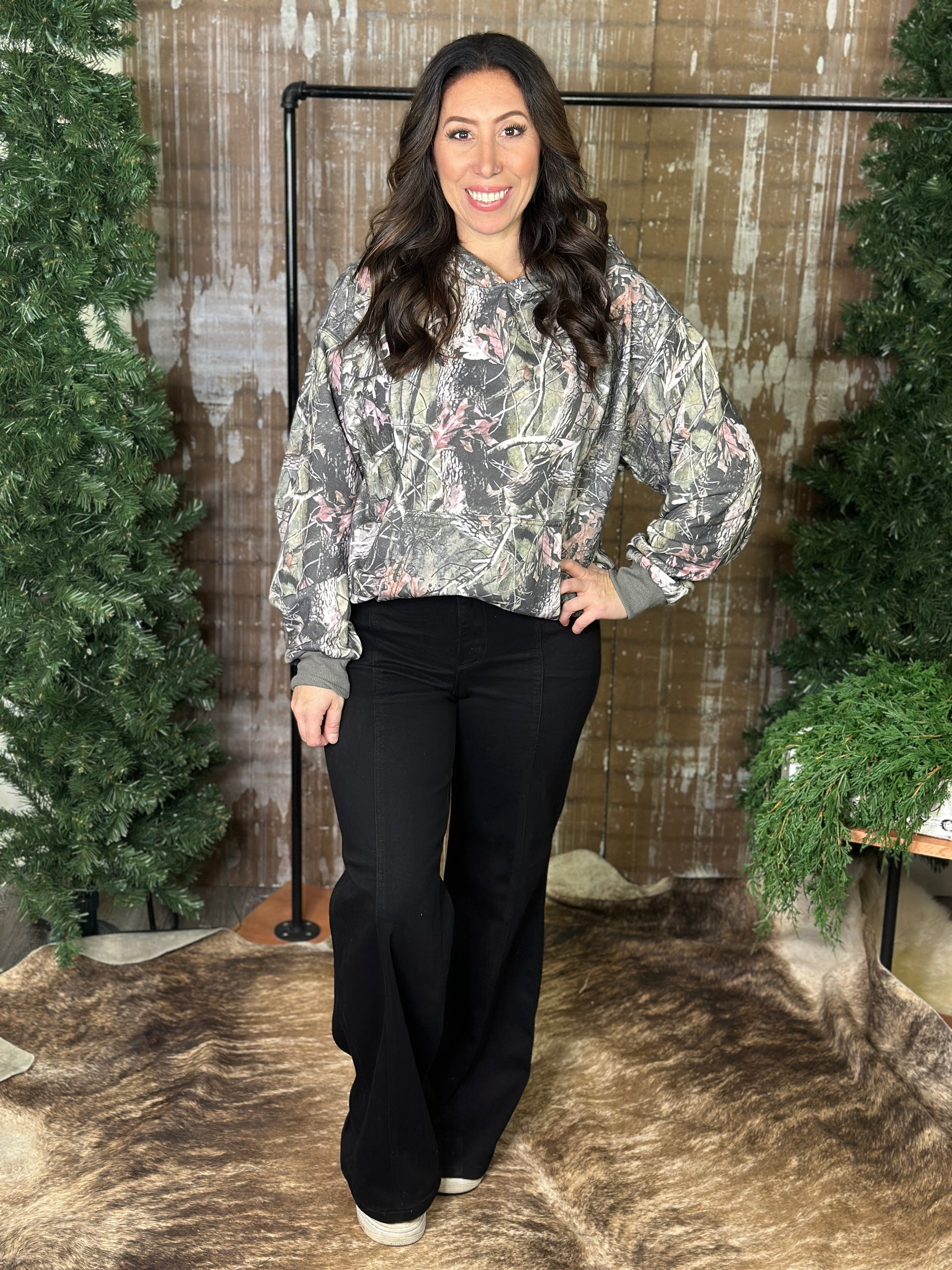 Cozy Camo Hoodie - Olive