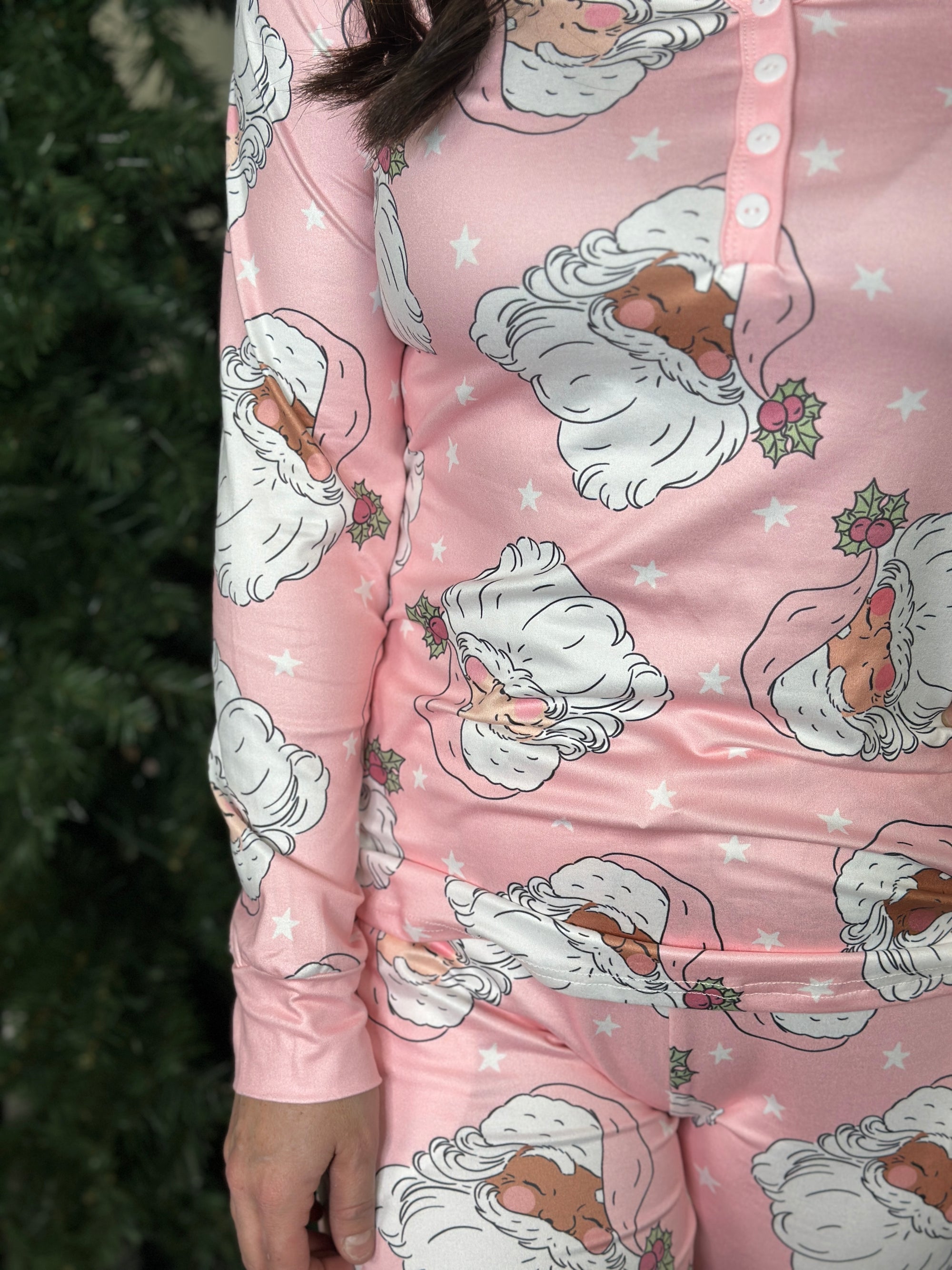 Buttery Shirley Lounge Sets - Pink Santa - (Small - 3X)