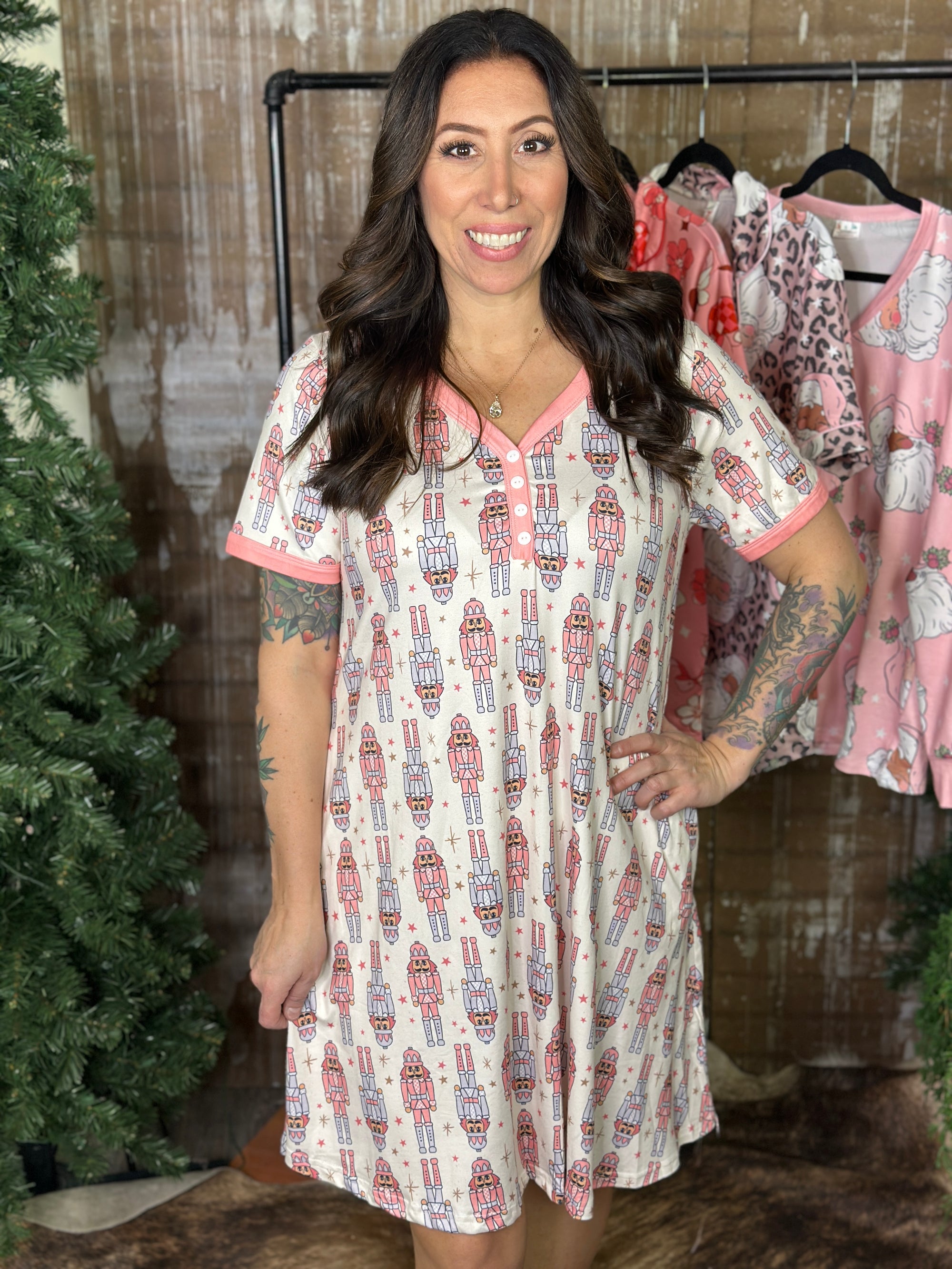 Buttery Shirley Lounge Nightgown - Nutcracker (Small - 3X)