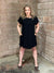 Black Linen Dress with Leopard Back Detail (Small - 2X)