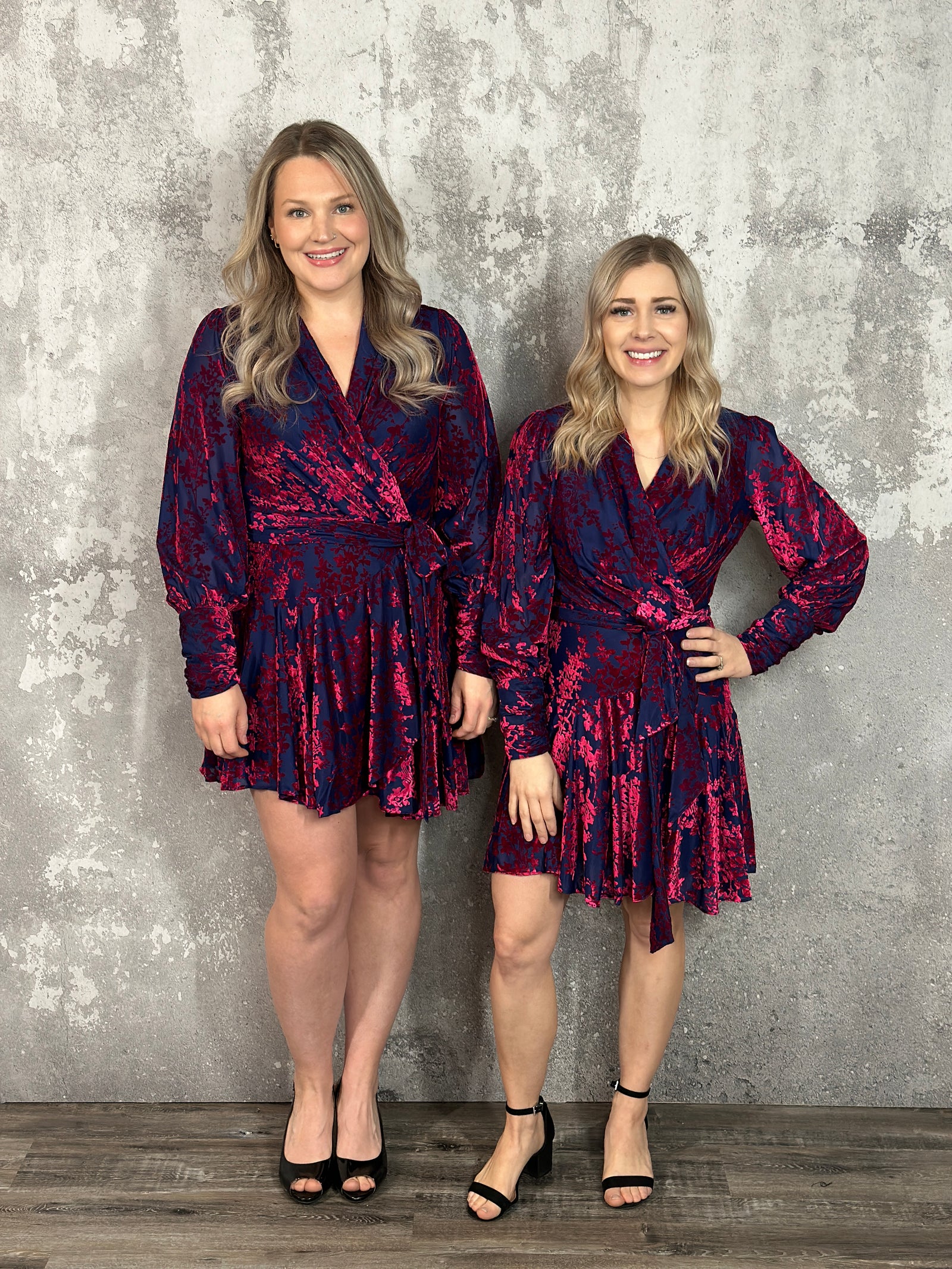 Navy/Fuchsia Velvet Floral Dress - FINAL SALE