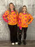 Orange and Pink Colorblock Floral Sweater