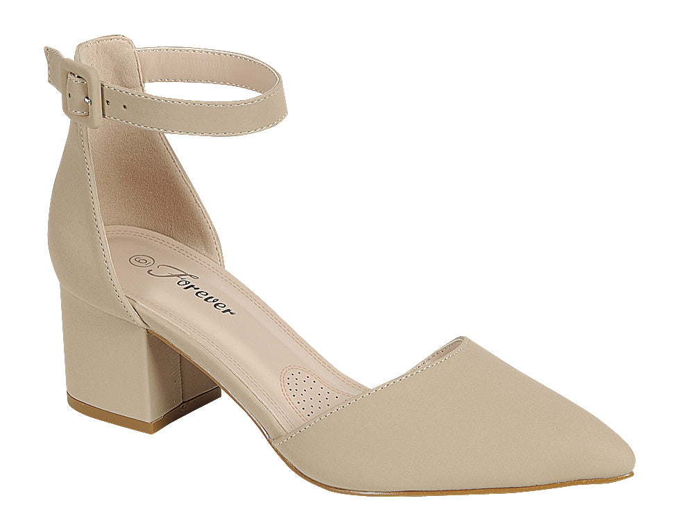 The Natalie Pointed Toe Block Heel - Taupe